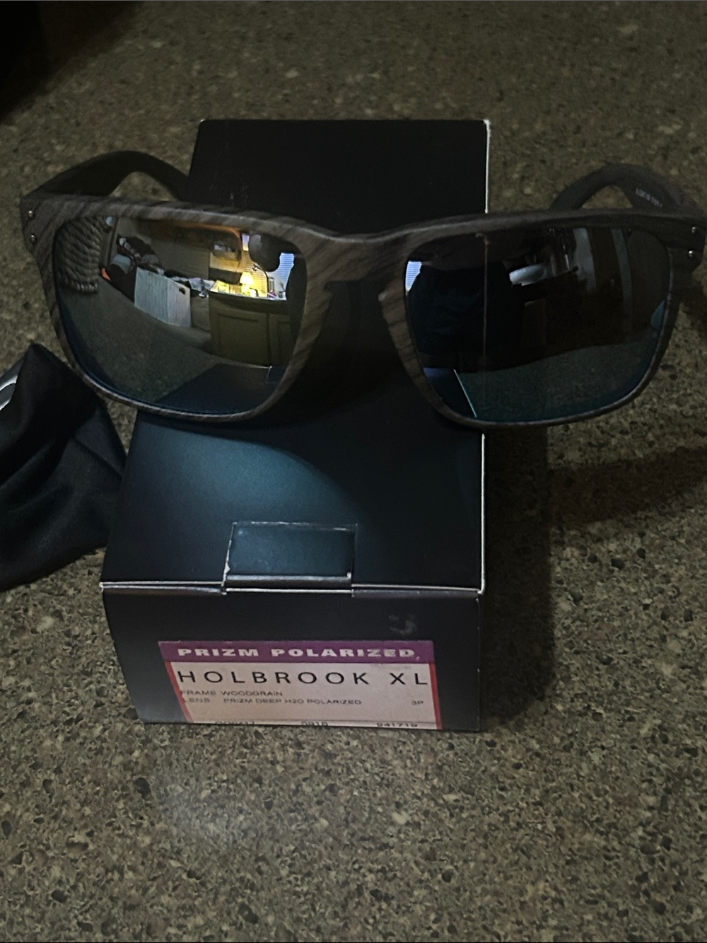 Oakley Holbrook XL Polarized Men's Sunglasses - Wood Frame W Prizm Deep Water.